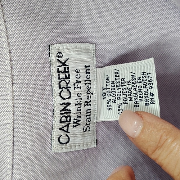 Cabin Creek Button Up Shirt Purple Size 18T Wrinkle Free Stain Repellant - Picture 4 of 9